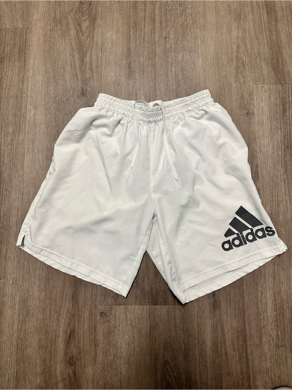 adidas White Athletic Shorts with Black Logo